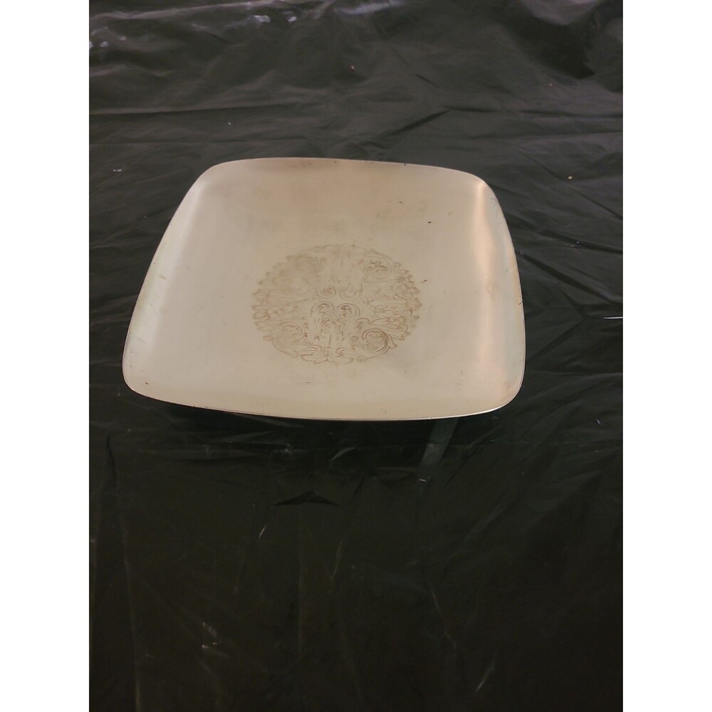 Aluminum Sq 7"x7" Etched Design Dish Candy Relish Lightweight